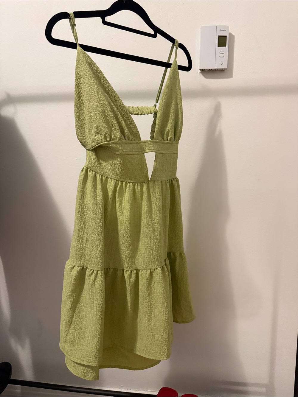 SHEIN Lime Green Tiered Cutout Mini Sundress